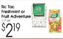 Family Fare Tic Tac Freshmint or Fruit Adventure offer
