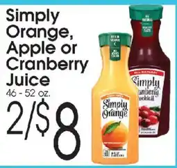 Family Fare Simply Orange, Apple or Cranberry Juice offer