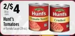 Pioneer Supermarkets Hunt's Tomatoes or Tomato Sauce offer