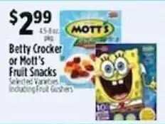 Pioneer Supermarkets Betty Crocker or Mott's Fruit Snacks offer