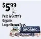Pioneer Supermarkets Pete & Gerry's Organic Large Brown Eggs offer