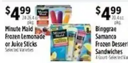 Pioneer Supermarkets Minute Maid Frozen Lemonade or Juice Sticks offer