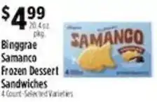 Pioneer Supermarkets Binggrae Samanco Frozen Dessert Sandwiches offer