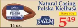 Market Basket Kayem natural casing polska kielbasa offer