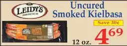 Market Basket Leidy's Uncured Smoked Kielbasa offer