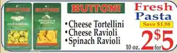 Market Basket Buitoni cheese tortellini, cheese ravioli, spinach ravioli offer