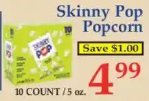 Market Basket Skinny Pop Popcorn offer