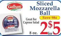 Market Basket Galbani Sliced Mozzarella Ball offer