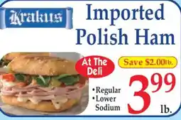 Market Basket Krakus imported polish ham offer