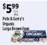 Pioneer Supermarkets Pele & Gerry's Organic Large Brown Eggs offer