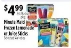 Pioneer Supermarkets Minute Maid Frozen Lemonade or Juice Sticks offer
