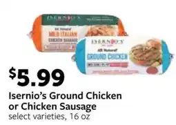 Fareway Isernio's Ground Chicken or Chicken Sausage offer