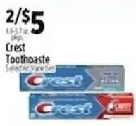 Pioneer Supermarkets Crest Toothpaste offer