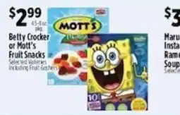 Pioneer Supermarkets Betty Crocker or Mott's Fruit Snacks offer
