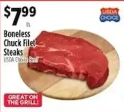 Pioneer Supermarkets Usda choice boneless chuck filet steaks offer