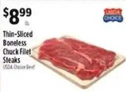 Pioneer Supermarkets Usda Choice Thin-Sliced Boneless Chuck Filet Steaks offer