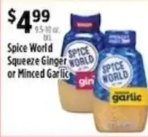 Pioneer Supermarkets Spice World Squeeze Ginger or Minced Garlic offer