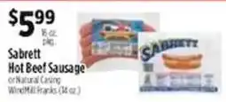 Pioneer Supermarkets Sabrett Hot Beef Sausage offer