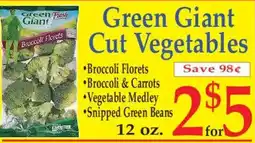 Market Basket Green Giant cut vegetables offer