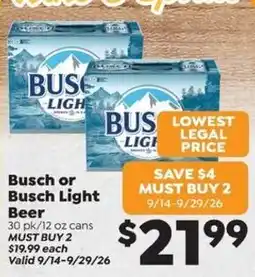 Sentry Busch or Busch Light Beer offer