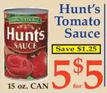 Market Basket Hunt's Tomato Sauce offer