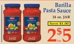 Market Basket Barilla pasta sauce offer