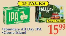 Market Basket Founders All Day IPA, Goose Island IPA offer