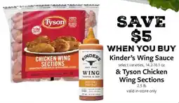 Fareway Kinder's Wing Sauce & Tyson Chicken Wing Sections offer