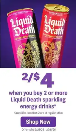 Meijer Liquid Death sparkling energy drinks offer