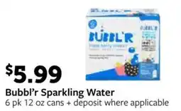 Fareway Bubbl'r Sparkling Water offer