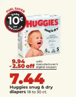 Hy-Vee Huggies snug & dry diapers offer