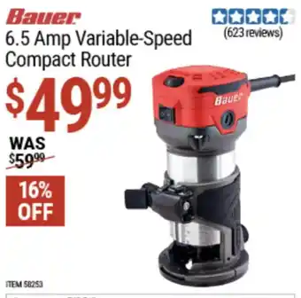 Bauer 6.5 Amp Variable-Speed Compact Router