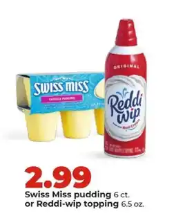 Hy-Vee Swiss miss pudding or Reddi-wip topping offer