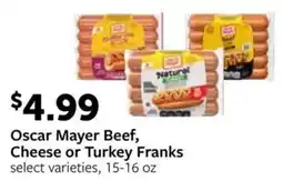 Fareway Oscar Mayer Beef, Cheese or Turkey Franks offer