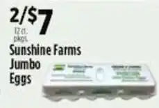 Pioneer Supermarkets Sunshine Farms Jumbo Eggs offer
