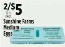 Pioneer Supermarkets Sunshine Farms Medium Eggs offer
