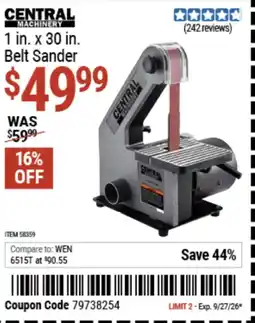 Harbor Freight Tools Central Machinery 1 in. x 30 in. Belt Sander offer