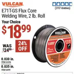 Harbor Freight Tools Vulcan e71t-gs flux core welding wire offer