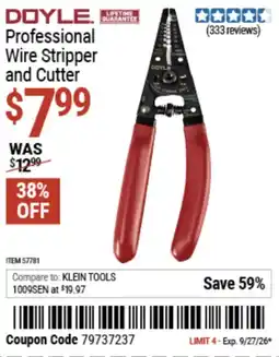Harbor Freight Tools Doyle professional wire stripper and cutter offer