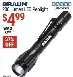 Harbor Freight Tools Braun 200 Lumen LED Penlight offer