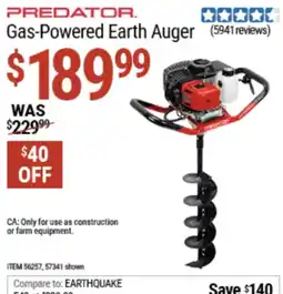 Harbor Freight Tools Predator gas-powered earth auger offer