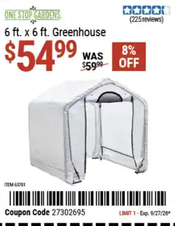 Harbor Freight Tools One Stop Gardens 6 ft. x 6 ft. Greenhouse offer