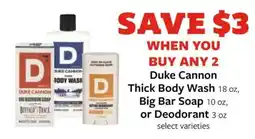 Fareway Duke Cannon Thick Body Wash, Big Bar Soap, or Deodorant offer