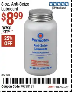Harbor Freight Tools Permatex Anti-Seize Lubricant offer