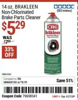 Harbor Freight Tools CRC Brakleen Non-Chlorinated Brake Parts Cleaner offer