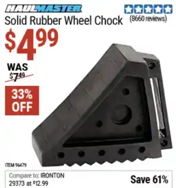 Harbor Freight Tools Haulmaster solid rubber wheel chock offer