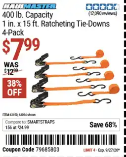 Harbor Freight Tools Haulmaster ratcheting tie-downs offer