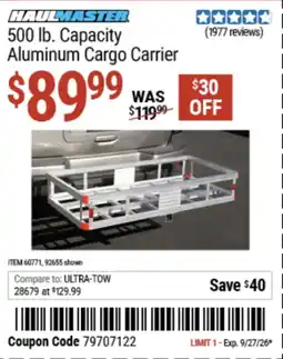 Harbor Freight Tools Haulmaster aluminum cargo carrier offer