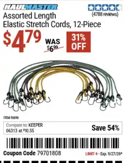 Harbor Freight Tools Haulmaster assorted length elastic stretch cords offer