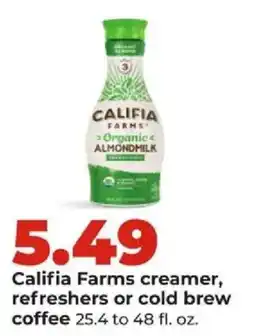 Hy-Vee Califia Farms creamer, refreshers or cold brew coffee offer